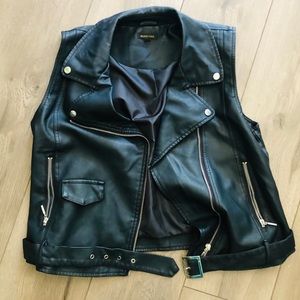 Black Moto Faux Leather Vest